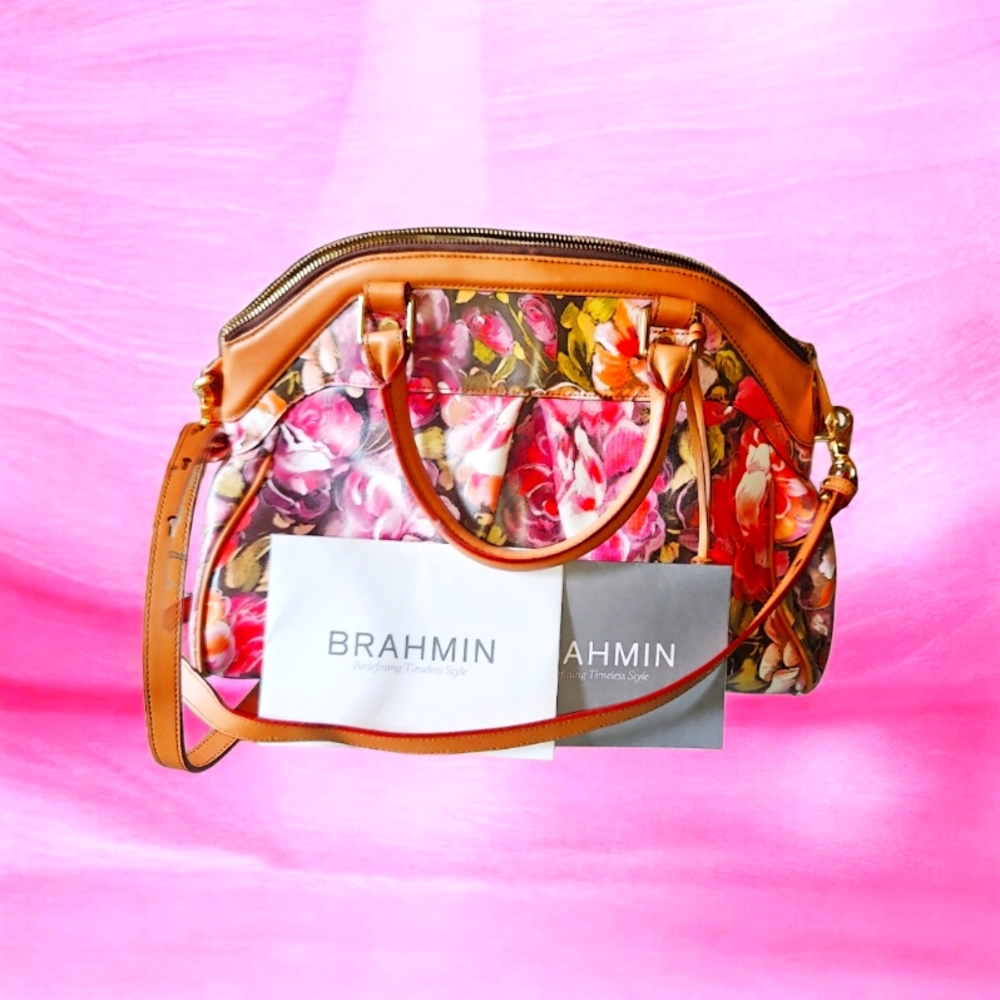 Brahmin Bag Louis Rose Floral Crossbody Bag